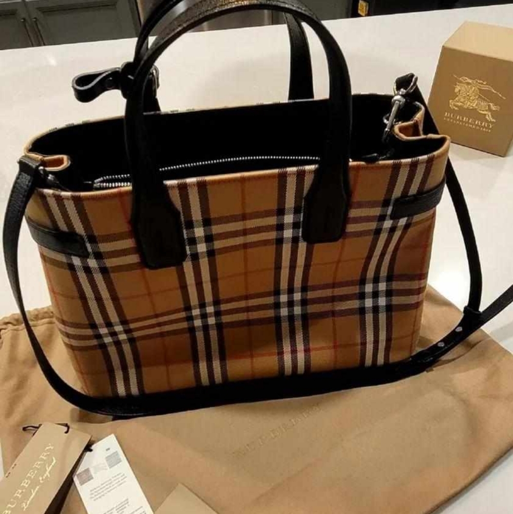 Burberry Vintage Check Medium Banner Tote Bag